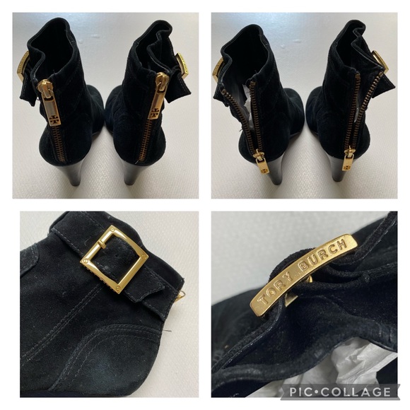 Tory Burch Adrienne Wedge Boots/Booties in Black Suede Size 8 EUC - Picture 6 of 16